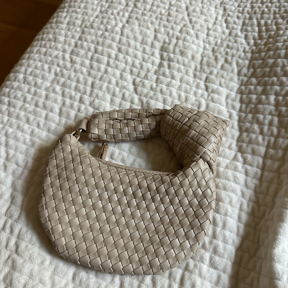 Anthropology Woven Cream Mini Bag